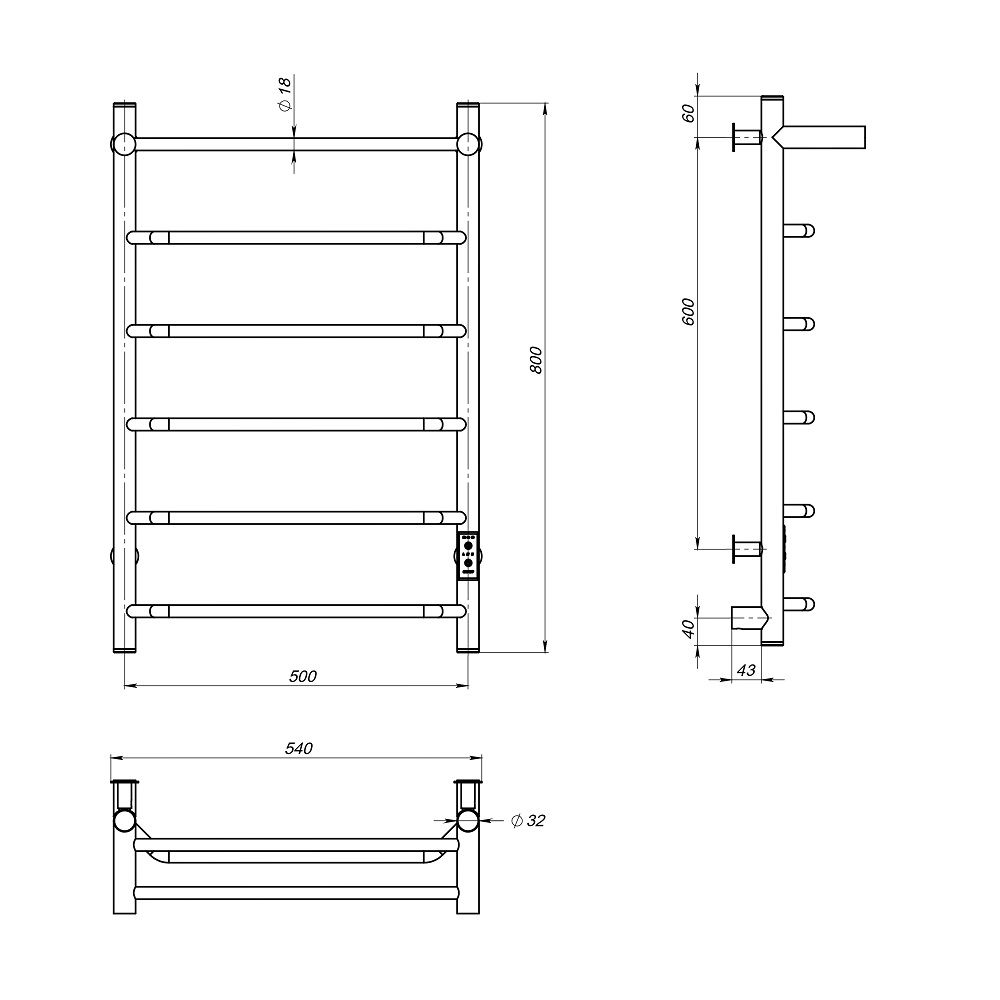 Полотенцесушитель Пэк сп 6 П 80х50 белый ВГП